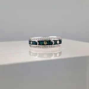 Silver Sun and Moon Band Ring 159