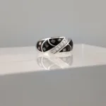 Silver center cz line Ring  155