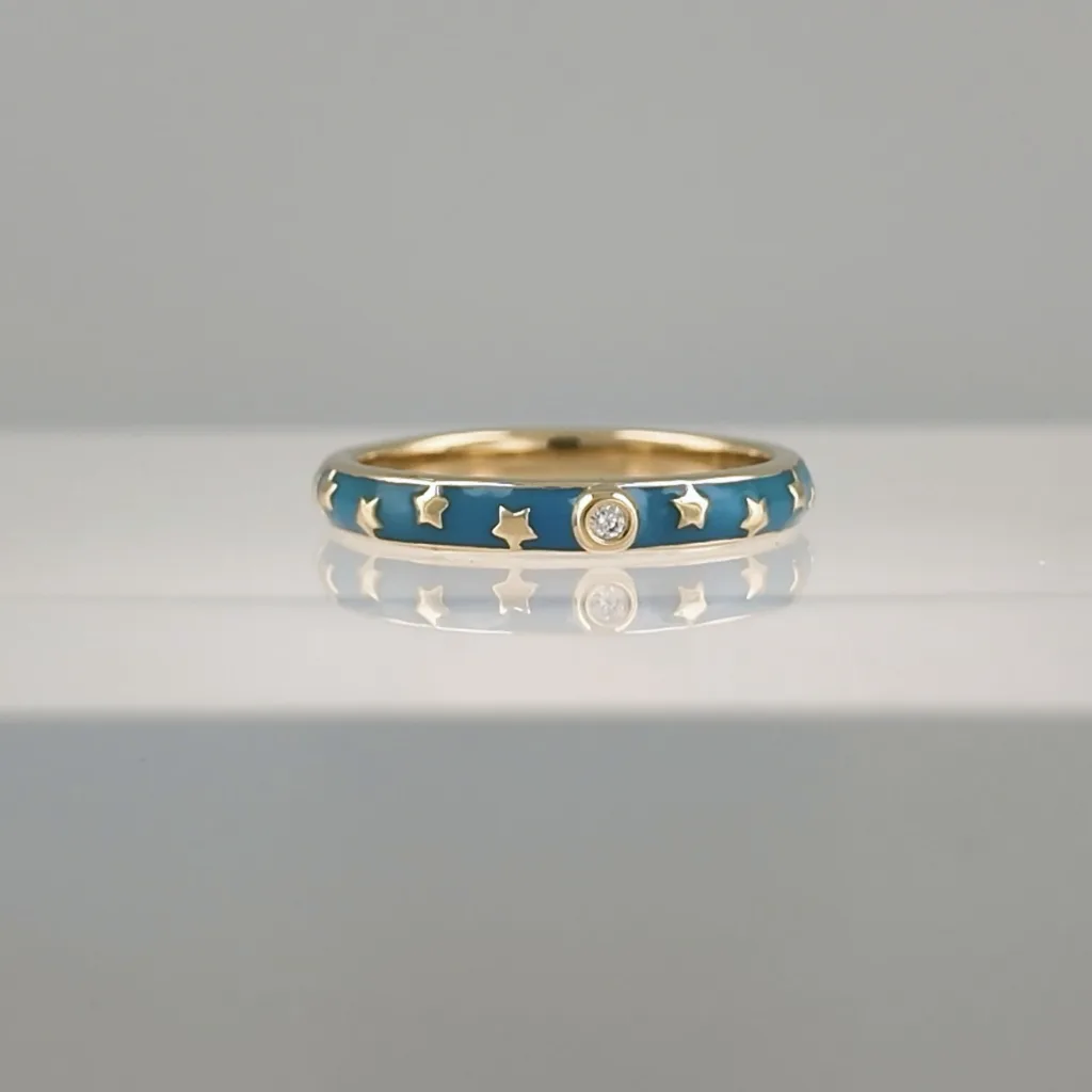 Silver band with stars ring 124