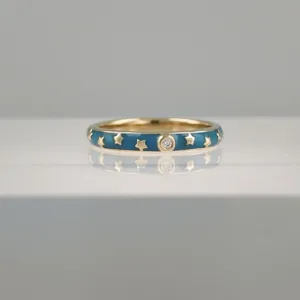 Silver band with stars ring 124