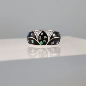 Silver White Triangles Band Ring 160