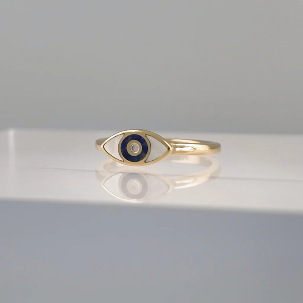 Yellow Silver Eye Ring 125