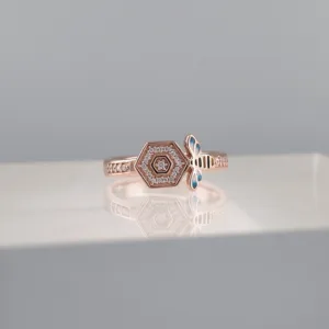 Rose Silver Bee Ring 139