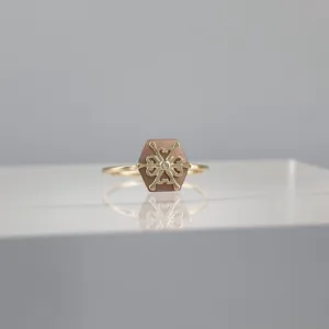Yellow Silver Brown Hexagonal Flower 151