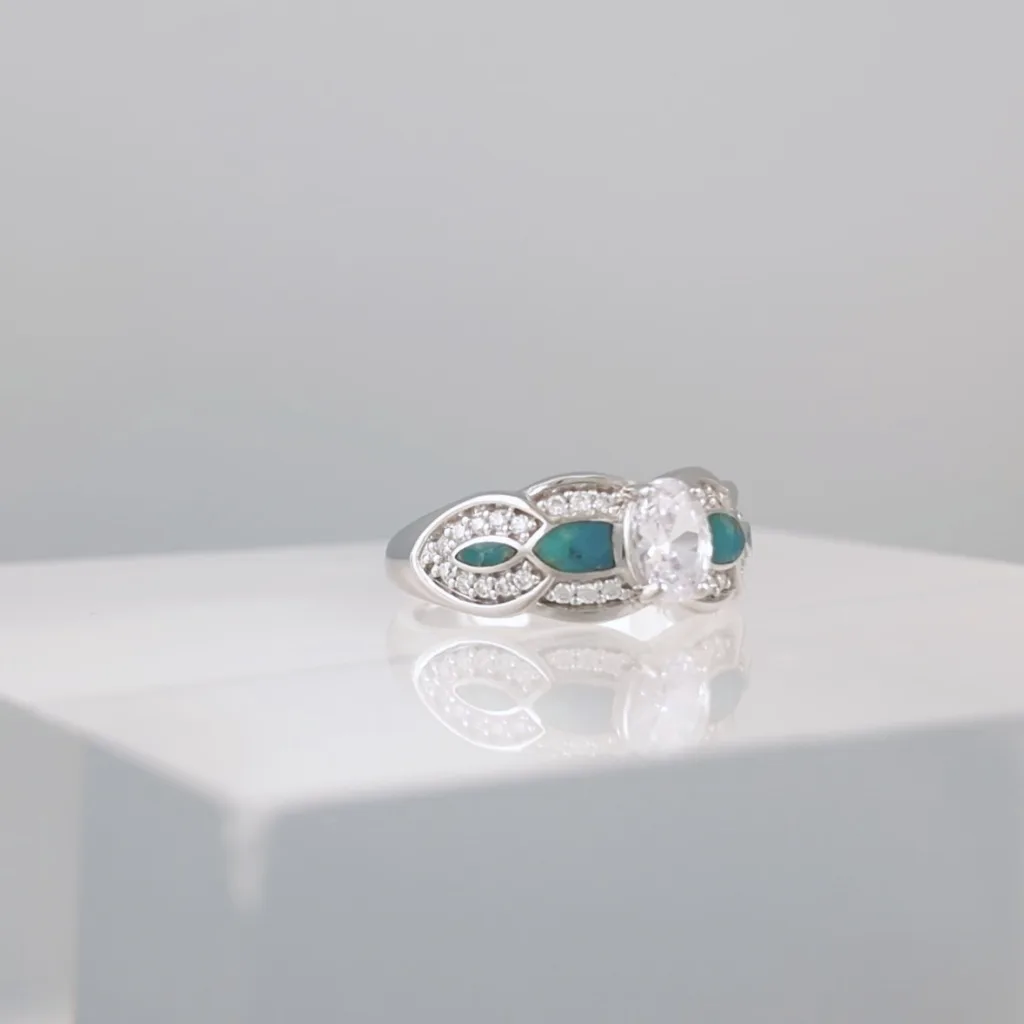 Silver 4 Turquoise Links Ring 146