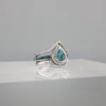 Silver baby blue drops trio Ring 121