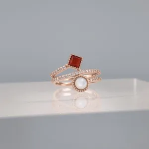 Rose Silver Geometric Ring 118