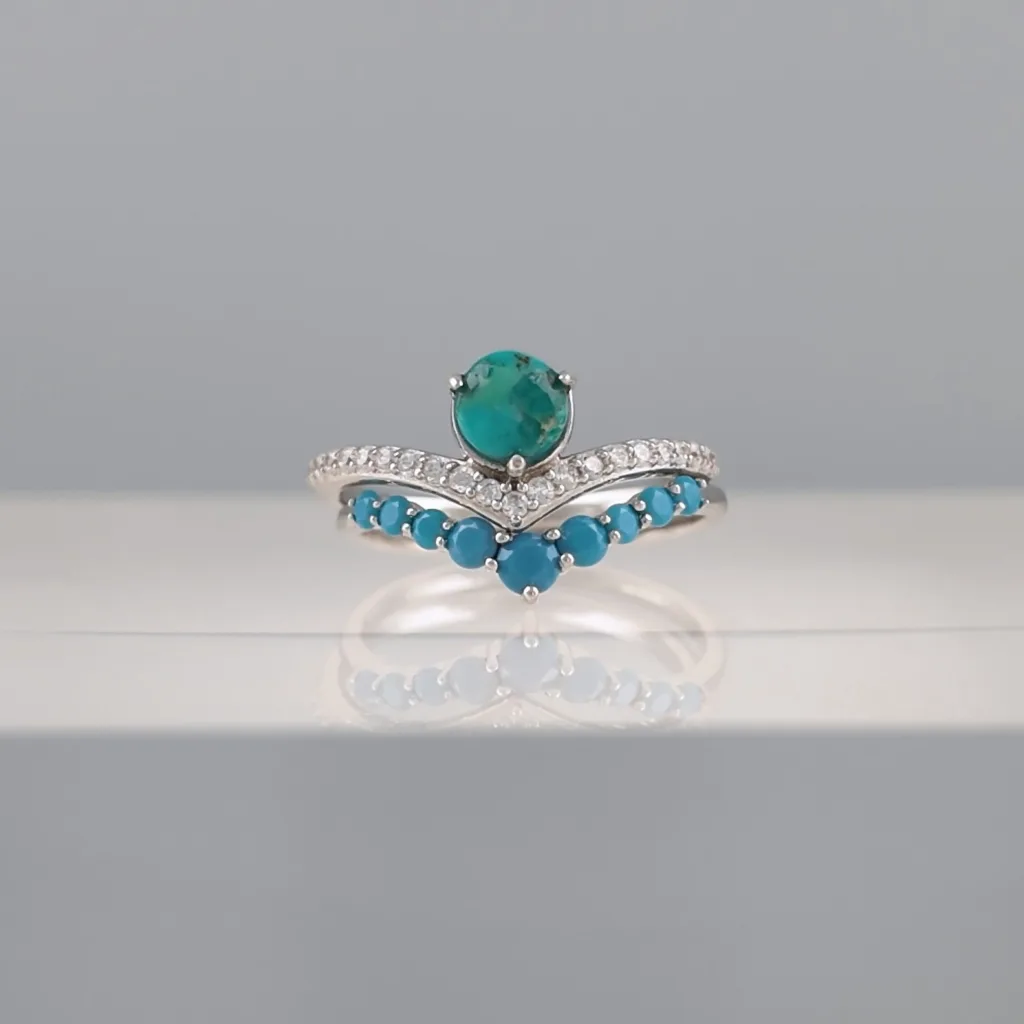 Silver Turquoise Ball Doble Ring 145