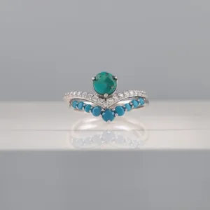 Silver Turquoise Ball Doble Ring 145