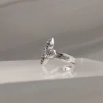 Silver Robert Flower Ring with b/w cz