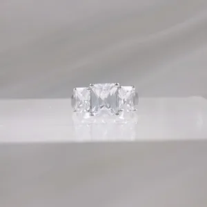Silver Ring 3 square stones 108