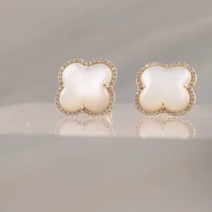 14K MOP CLOVER W/DI -624