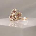 14K FLOWER W/RUBYS/DIAMONDS – 767