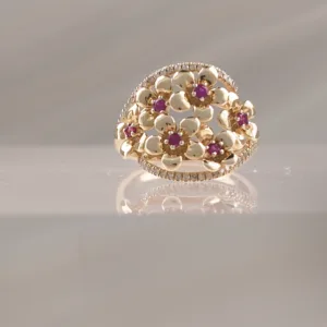 14K FLOWER W/RUBYS/DIAMONDS – 767