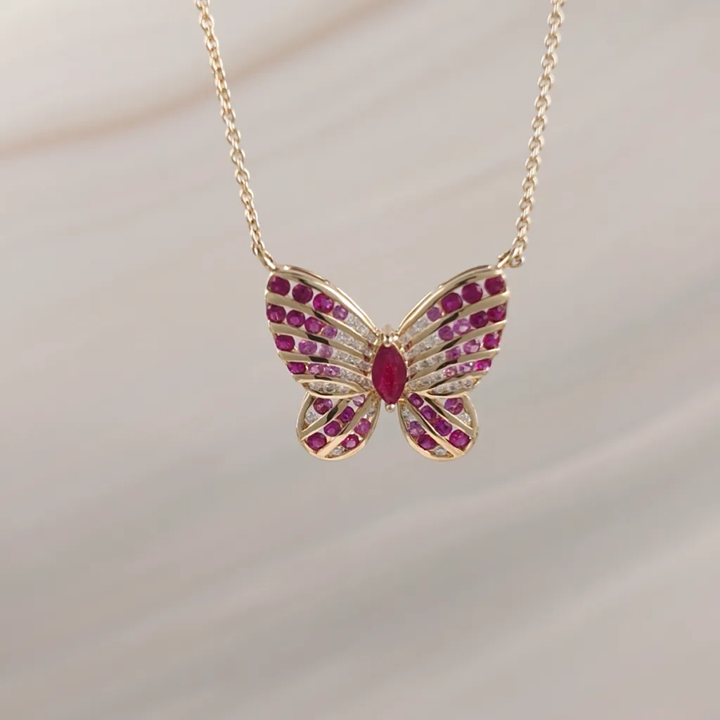 14K BUTTERFLY RUBIES W/DI – 043
