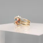 Yellow Silver Hexagonal Trio Ring 132