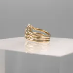 Yellow Silver Hexagonal Trio Ring 132