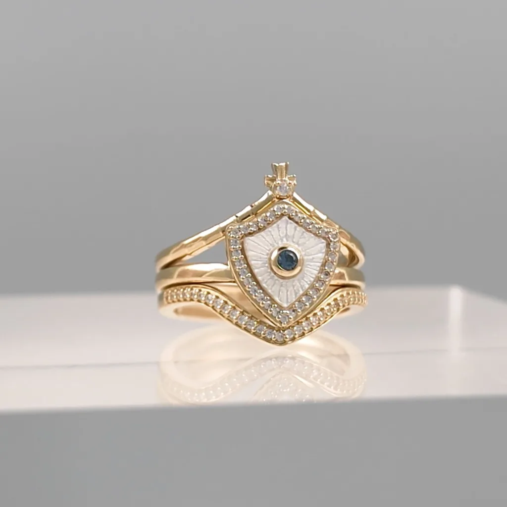Yellow Silver Shield Trio Ring 134