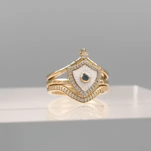 Yellow Silver Shield Trio Ring 134