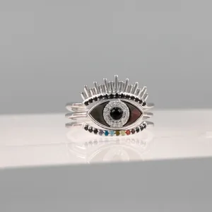 Silver Black Eye Trio Ring 131