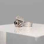 Silver Black Eye Trio Ring 131