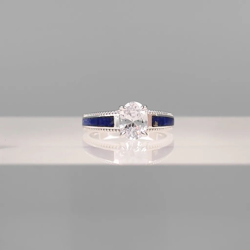 Silver Blue Line Ring 138