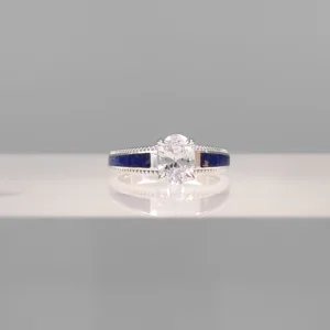Silver Blue Line Ring 138
