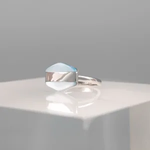 Silver Hexagonal Blue Lines Ring 150