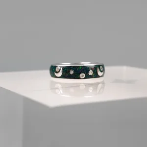 Silver Multicolor moon Band Ring 168