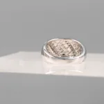 Silver Green pearl Ston line Ring 156