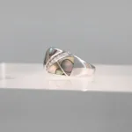 Silver Green pearl Ston line Ring 156