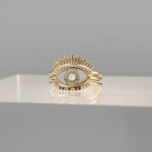 Yellow Silver Eye Trio Ring 126