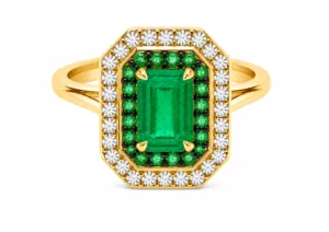 Double Halo Emerald Ring – 005
