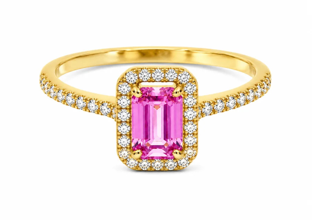 Pink Sapphire Halo Ring – 003