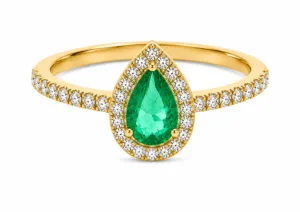 Emerald Pear Halo Ring – 006