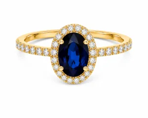 Oval Sapphire & Diamond Halo Ring – 009