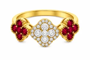 Ruby & Diamond Clover Ring – 020