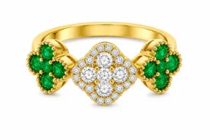 Emerald & Diamond Clover Ring – 021