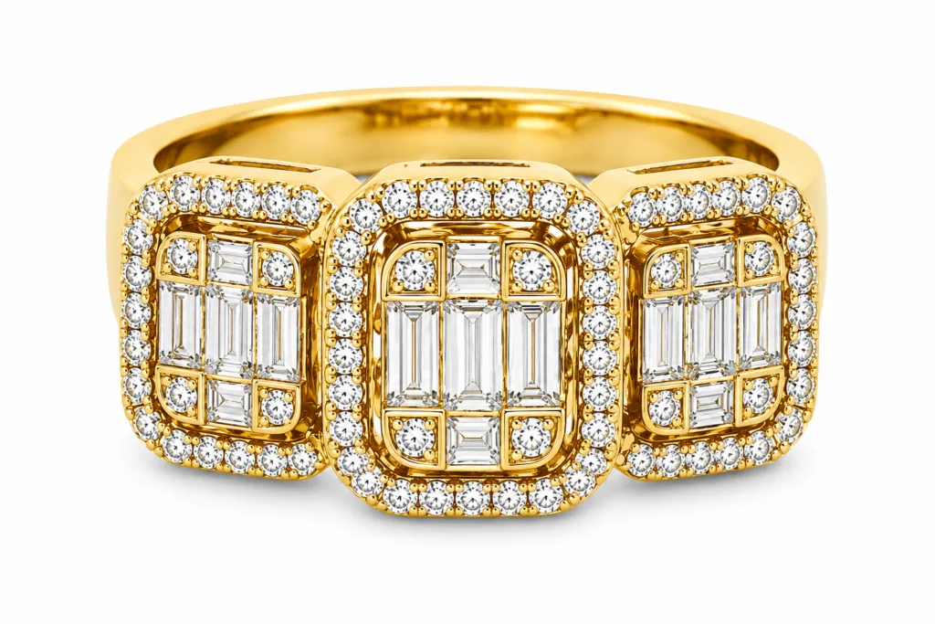 Baguette Diamond Three-Panel Ring – 030