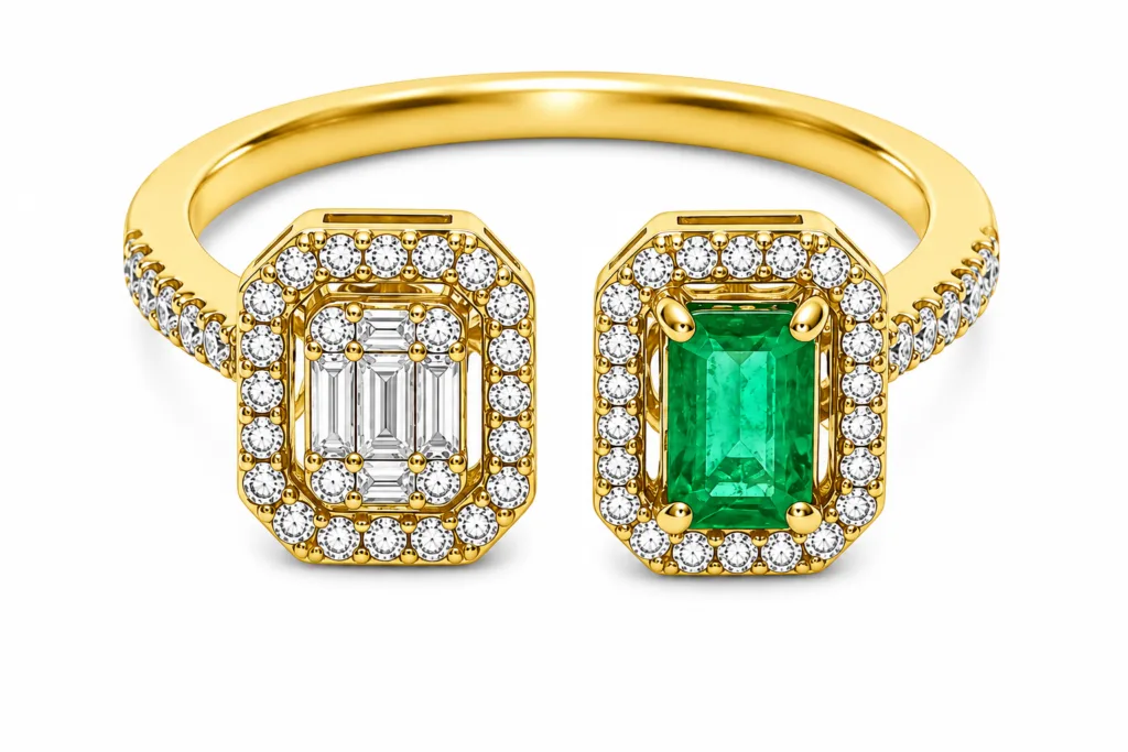Emerald & Diamond Toi et Moi Ring – 029