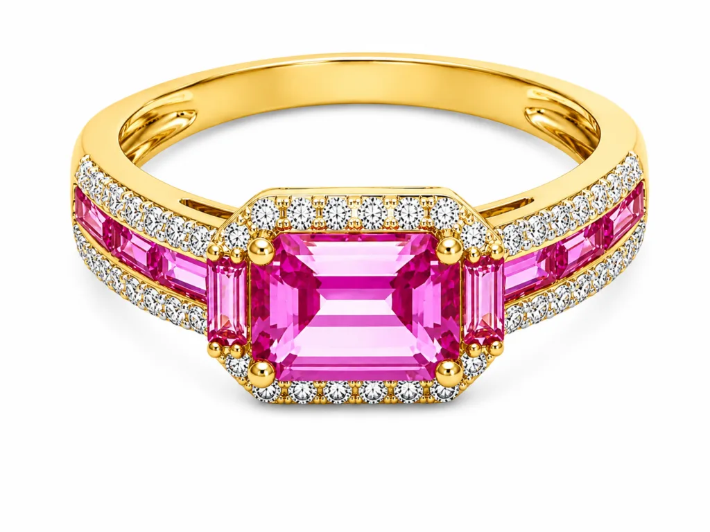 Pink Sapphire & Diamond Three-Stone Ring – 037