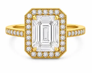 Emerald-Cut Diamond Halo Ring – 047
