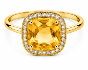 Citrine & Diamond Halo Ring – 050