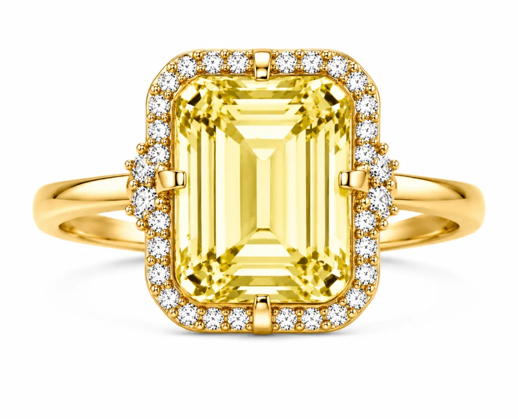 Citrine & Diamond Halo Ring – 052