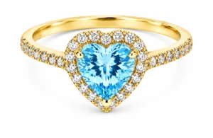 Heart Blue Topaz & Diamond Halo Ring – 060