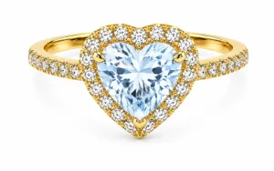 Heart Aquamarine & Diamond Halo Ring – 062