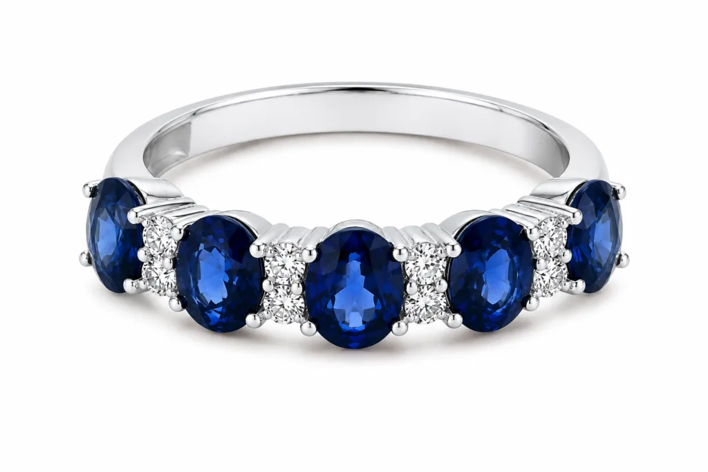 Blue Sapphire & Diamond Five-Stone Ring – 071