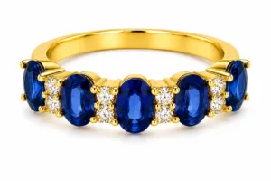 Blue Sapphire & Diamond Five-Stone Ring – 046