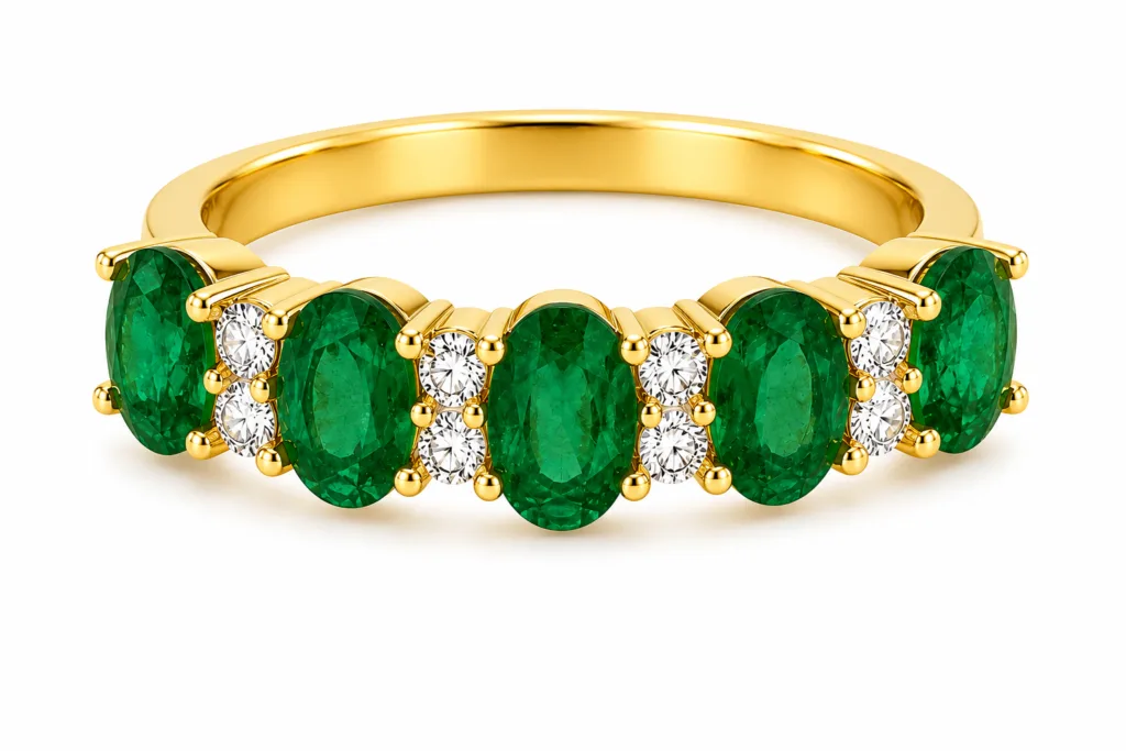 Emerald & Diamond Five-Stone Ring – 076