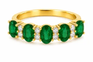 Emerald & Diamond Five-Stone Ring – 076